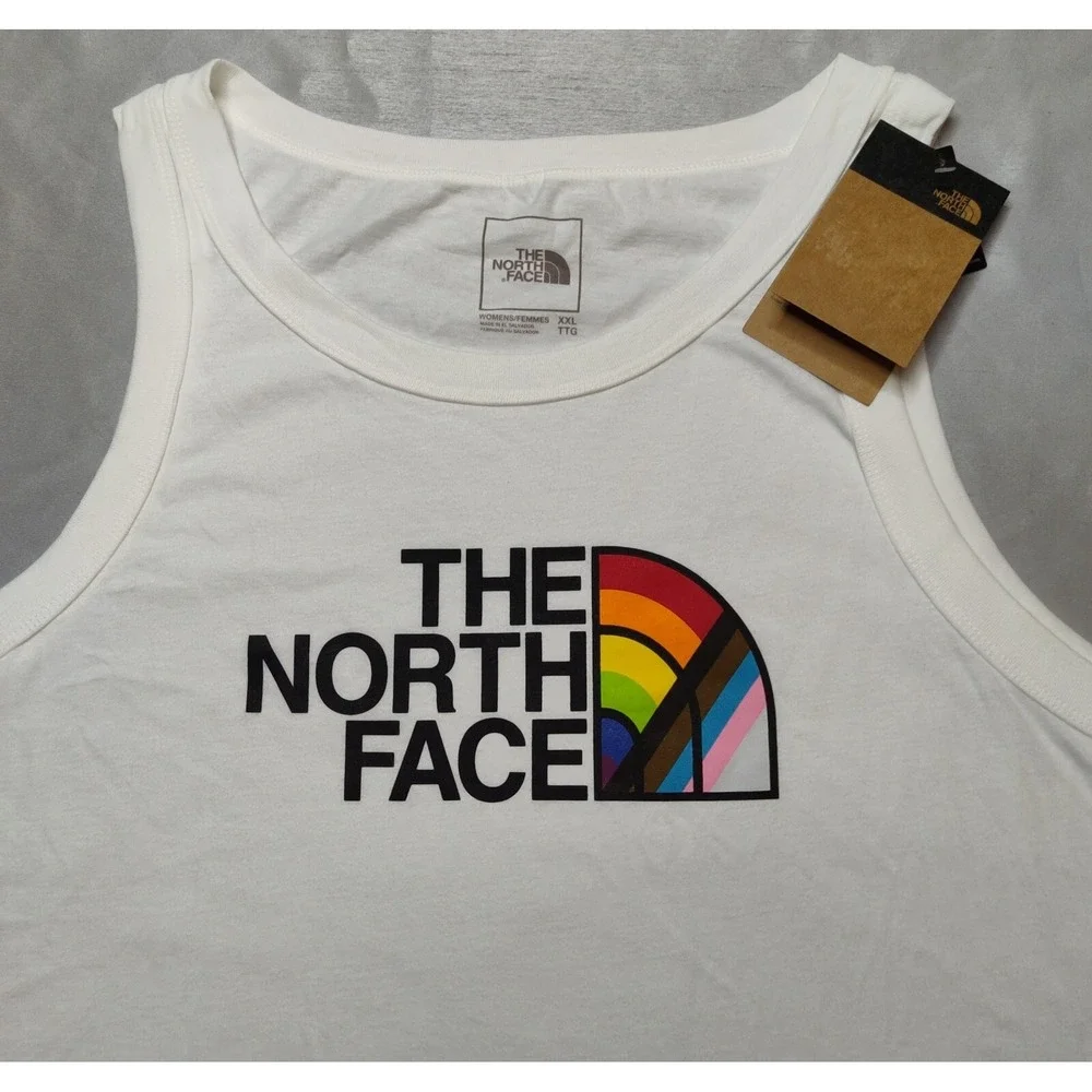 NORTH FACE PRIDE Women 2XL White Sleeveless Tank Top‎ NEW